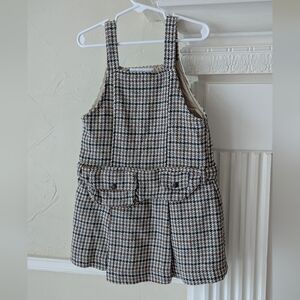 Zara | Houndstooth Kids Dress in Brown and Cream